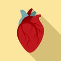 Biology human heart icon, flat style