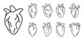 Biology human heart icons set, outline style Royalty Free Stock Photo