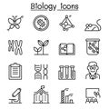 Biology icon set in thin line style Royalty Free Stock Photo