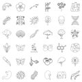 Biology icons set, outline style Royalty Free Stock Photo