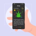 Biology knowledge smartphone interface vector template. Mobile app page black design layout. Photosynthesis description