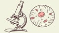 Biology Lab Microscope Vector: Research Instrument and Microscopic Cells, vector design Generative AI Royalty Free Stock Photo