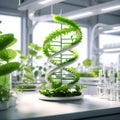 Biology laboratory, nature and science. Plant growth laboratory. DNA gene therapy. Generative AI Royalty Free Stock Photo