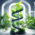 Biology laboratory, nature and science. Plant growth laboratory. DNA gene therapy. Generative AI Royalty Free Stock Photo