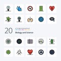 20 Biology Line Filled Color icon Pack like chemistry atom health sample medical