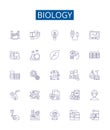 Biology line icons signs set. Design collection of Organism, Cell, Genetics, Evolution, Ecology, Biochemistry