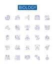 Biology line icons signs set. Design collection of Organism, Cell, Genetics, Evolution, Ecology, Biochemistry