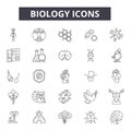 Biology line icons, signs, vector set, outline illustration concept