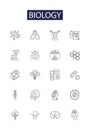 Biology line vector icons and signs. genetics, evolution, cells, environment, biochemistry, anatomy, physiology