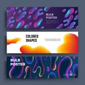 Biology molecular liquid shapes and fluid abstract objects vector banners set