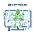 Biology school subject online webinar. Scientist exploring human