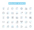 Biology science linear icons set. Photosynthesis, Mitosis, DNA, Ecosystem, Mutation, Evolution, Ecology line vector and