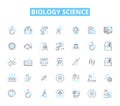 Biology science linear icons set. Photosynthesis, Mitosis, DNA, Ecosystem, Mutation, Evolution, Ecology line vector and