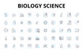 Biology science linear icons set. Photosynthesis, Mitosis, DNA, Ecosystem, Mutation, Evolution, Ecology vector symbols