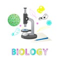 Biology Subject Studies Poster Vector Illustration Royalty Free Stock Photo