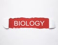 Biology word on torn paper. Royalty Free Stock Photo