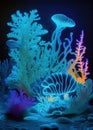 bioluminescent beautiful underwater world, Ai