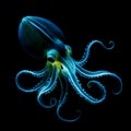 Bioluminescent enope squid underwater