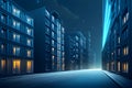 Bioluminescent lights, Futuristic City With Billboards Road, Hyper Realistic, Fantasy AI Generative Illustration