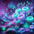 Bioluminescent Reef AI-GENERATED Royalty Free Stock Photo