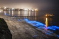 Bioluminescent tide glows around the Scripps Pier in La Jolla, California