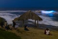 Bioluminescent tide glows behind Windansea surf shack in La Jolla
