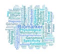 Biomarker Word Cloud. Key Terms in Biological Indicators and Precision Diagnostics Royalty Free Stock Photo