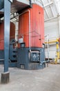 Biomass boiler. The inscription on the tank