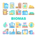 biomass energy plant green icons set vector Royalty Free Stock Photo