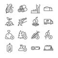 Biomass line icon set. Included the icons as energy, fuel, renewable, turbine, power plant, waste and more.