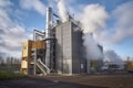 biomass plant, with heat and steam rising from the biomass boiler