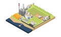 Biomass power plant in isometric graphic