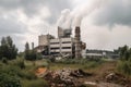 biomass power plant, with smoke billowing from the burning fuel