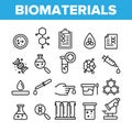 Biomaterials, Medical Analysis Vector Linear Icons Set Royalty Free Stock Photo