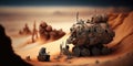 Biomechanical human machine mars photography working tilt-shift