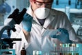 Biomedical engineer working with samples in microplate in the la Royalty Free Stock Photo