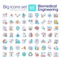 Biomedical engineering RGB color icons set