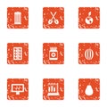 Biomedical science icons set, grunge style