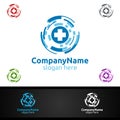 Biomedicine Cross Medical Hospital Logo for Emergency Clinic Drug Store or Volunteers Royalty Free Stock Photo