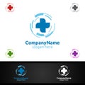 Biomedicine Cross Medical Hospital Logo for Emergency Clinic Drug Store or Volunteers Royalty Free Stock Photo