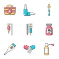 Biomedicine icons set, cartoon style Royalty Free Stock Photo