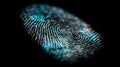 Biometric authentication and cybersecurity access control are facilitated through the scanning of a digital fingerprint by a Royalty Free Stock Photo