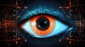 Biometric Authentication Eye Scanning Big Data Cybersecurity Blue Orange Black. Generative AI