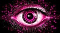 Biometric Authentication Eye Scanning Big Data Cybersecurity Conceptual Pink Black. Generative AI