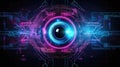 Biometric Authentication Eye Scanning Big Data Cybersecurity Conceptual Pink Blue. Generative AI