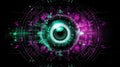 Biometric Authentication Eye Scanning Big Data Cybersecurity Conceptual Pink Green. Generative AI