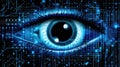 Biometric Authentication Eye Scanning Circuit Board Background Blue Black. Generative AI Royalty Free Stock Photo