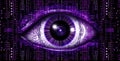 Biometric Authentication Eye Scanning Circuit Board Background Purple Black. Generative AI Royalty Free Stock Photo