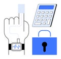 Biometric Authentication with Fingerprint Scanner, Digital Lock, and Data Keypad Royalty Free Stock Photo