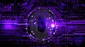 Biometric Authentication Fingerprint Scanning Circuit Board Background Purple Black. Generative AI Royalty Free Stock Photo